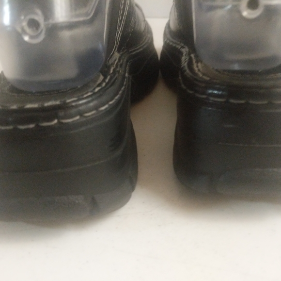 Emergency Exit Platform Slides Vegan Faux Leather Toe Thong Womens Black Sizes 7 - Picture 8 of 15